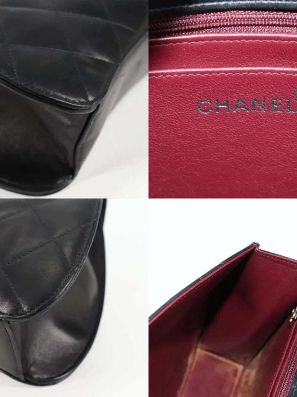 CHANEL Chain Hand Bag Lamb Skin Black Silver CC Auth 138566V